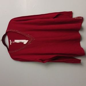 Lush Vila Milano 3X women's wool blend sweater true crimson (red).